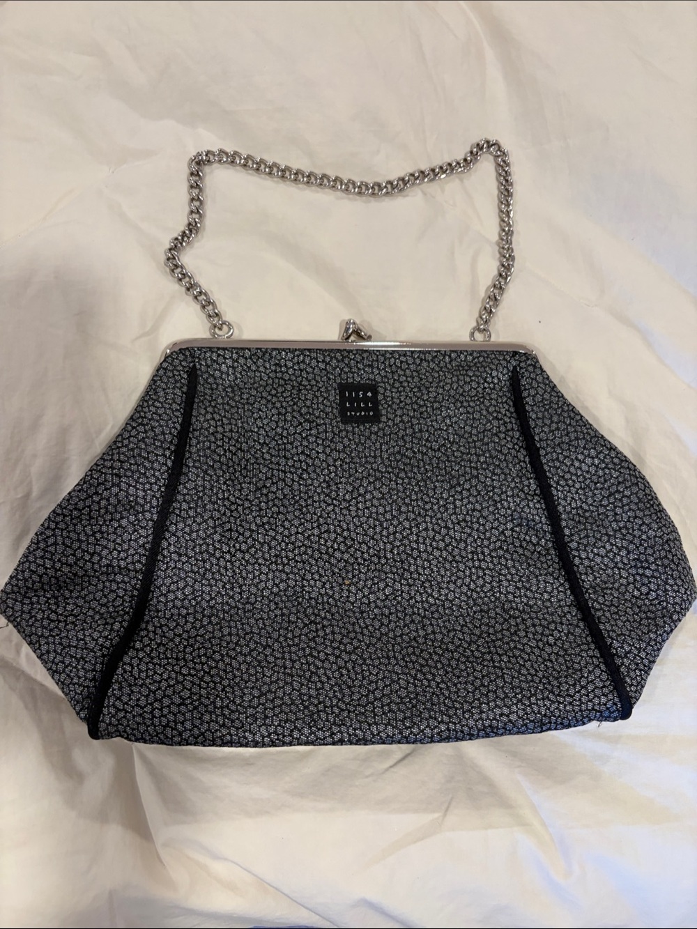 Ilse Jacobsen Black Speckled Chain-Handle Clutch